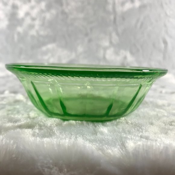 Vintage Vaseline Glass Dessert Bowl Block Optic #26 - Picture 6 of 10